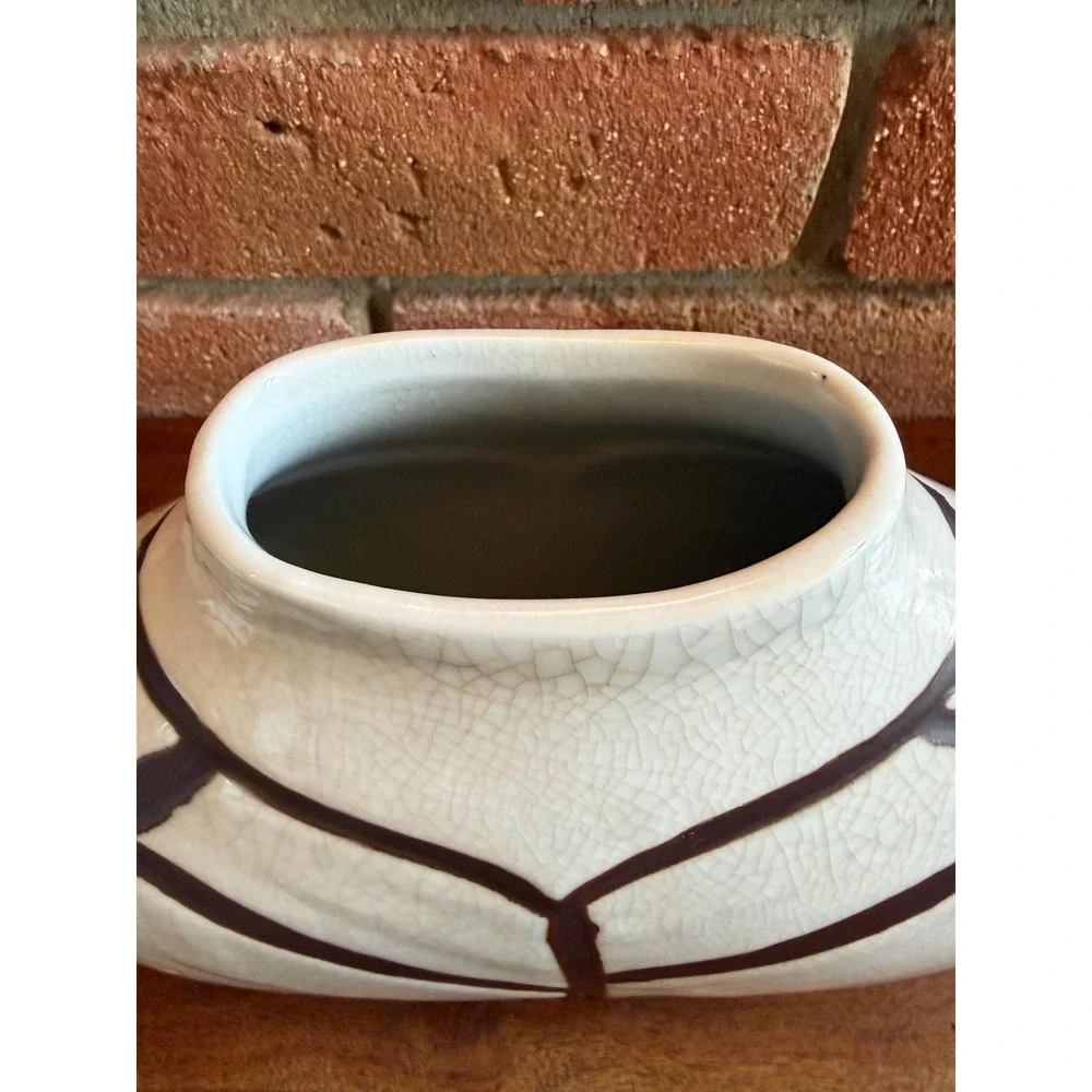 Mid Century Modern Style, Baum Brothers Formalities Geometric Crackle Glaze Vase